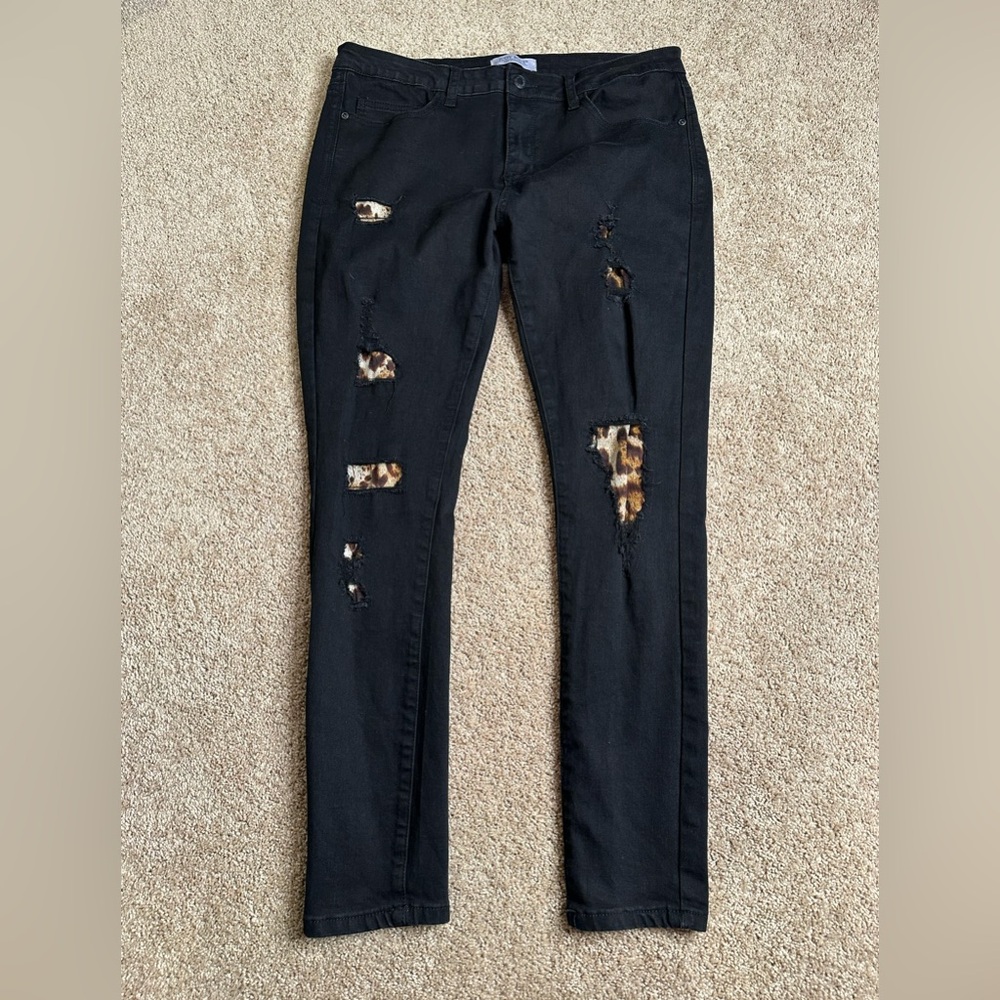 Judy Blue Black Leopard Patch‎ Jeans